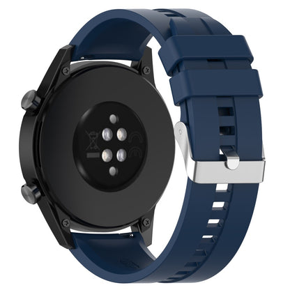 20mm Universal adjustable silicone watch strap - Silver Steel Buckle / Dark Blue#serie_14