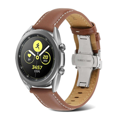20mm Universal textured genuine leather watch strap - Brown#serie_8
