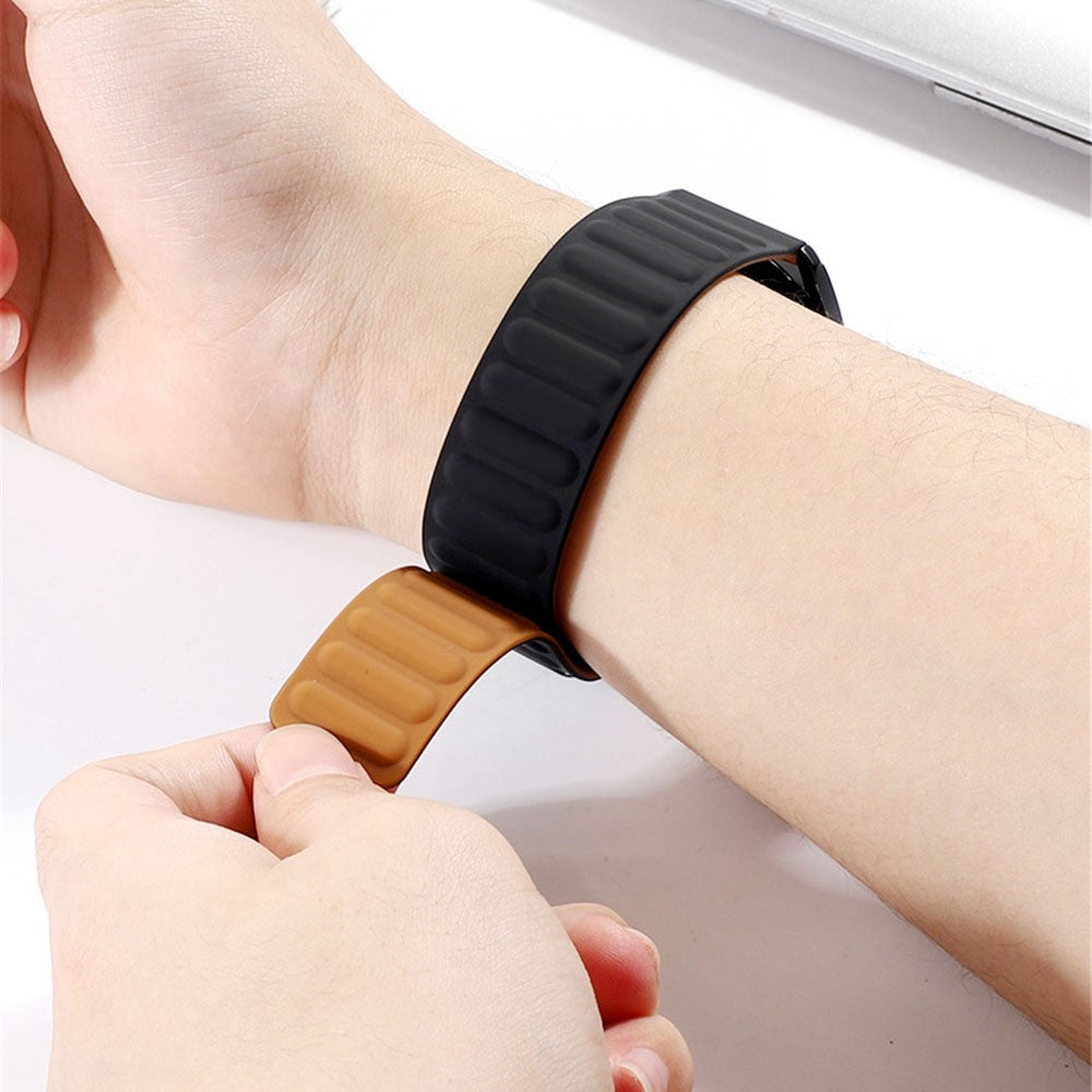 20mm Universal silicone magnetic lock watch strap - Light Yellow#serie_5
