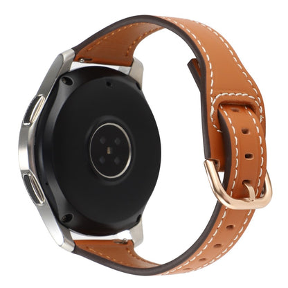 20mm Universal T-shape genuine leather watch strap - Brown / Rose Gold Buckle#serie_7