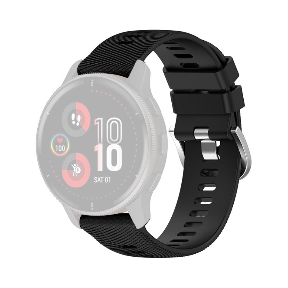20mm cross stripe silicone watch strap for Samsung and Garmin watch - Black#serie_11