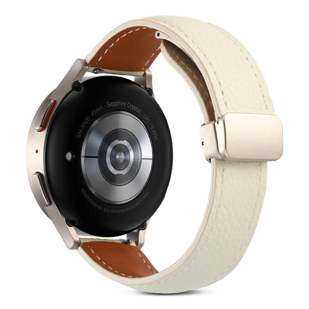 20mm Universal genuine leather watch strap - Beige#serie_6