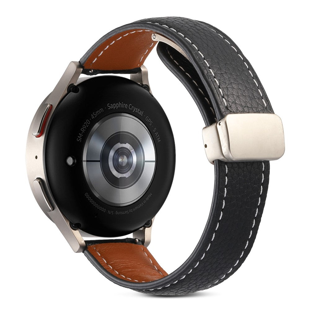 22mm Universal genuine leather watch strap - Black#serie_4