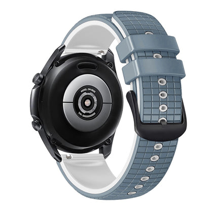 20mm Universal grid texture on silicone strap - Blue / White#serie_3