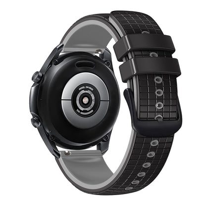 20mm Universal grid texture on silicone strap - Black / Grey#serie_6