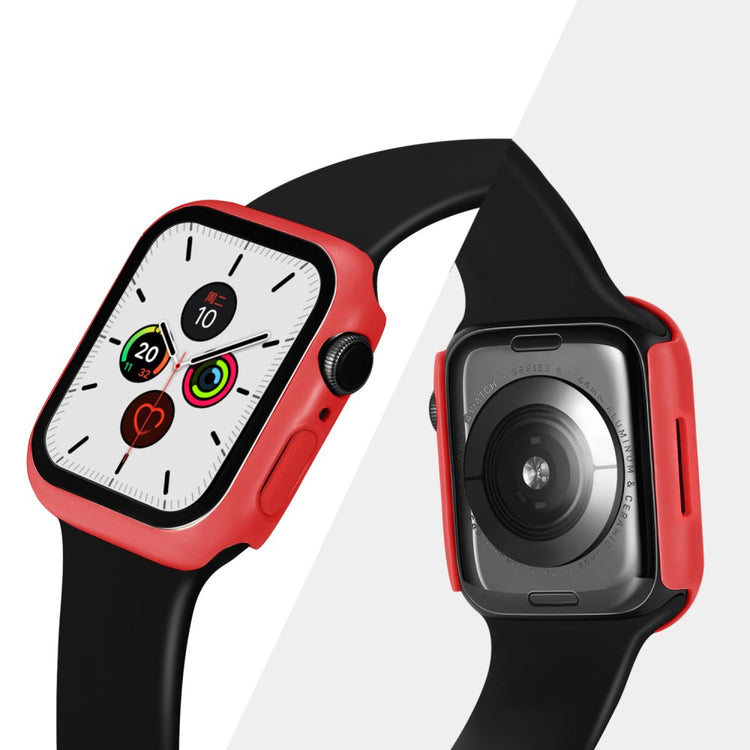 Mega Fint Apple Watch Series 7 41mm Cover med Skærmbeskytter i Plastik og Hærdet Glas - Rød#serie_8