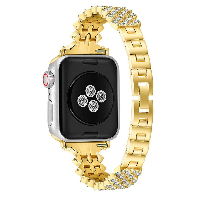 Smuk Apple Watch Series 7 41mm Metal og Rhinsten Rem - Guld#serie_2