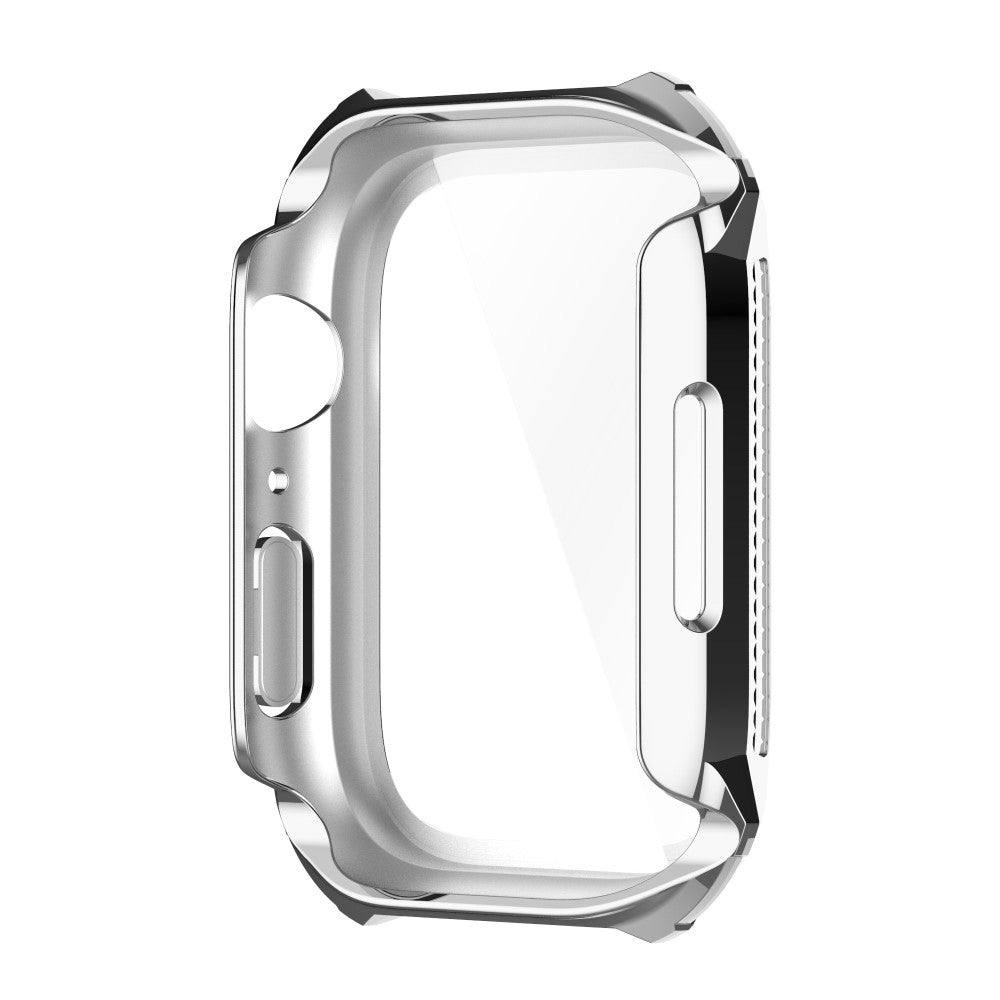 Vildt Flot Apple Watch Series 7 41mm Cover med Skærmbeskytter i Rhinsten og Hærdet Glas - Sølv#serie_3