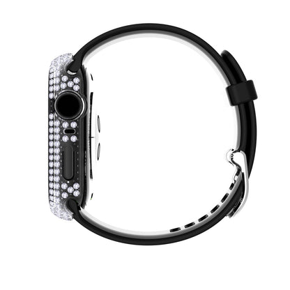 Beskyttende Apple Watch Series 7 41mm Cover med Skærmbeskytter i Plastik og Rhinsten - Gennemsigtig#serie_5