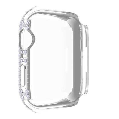 Beskyttende Apple Watch Series 7 41mm Cover med Skærmbeskytter i Plastik og Rhinsten - Sølv#serie_6