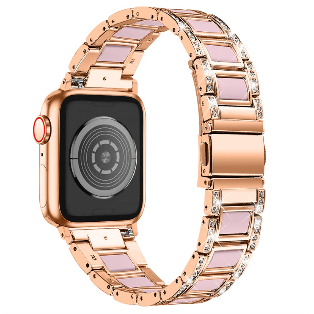 Mega sejt Apple Watch Series 7 41mm Metal og Rhinsten Rem - Pink#serie_13