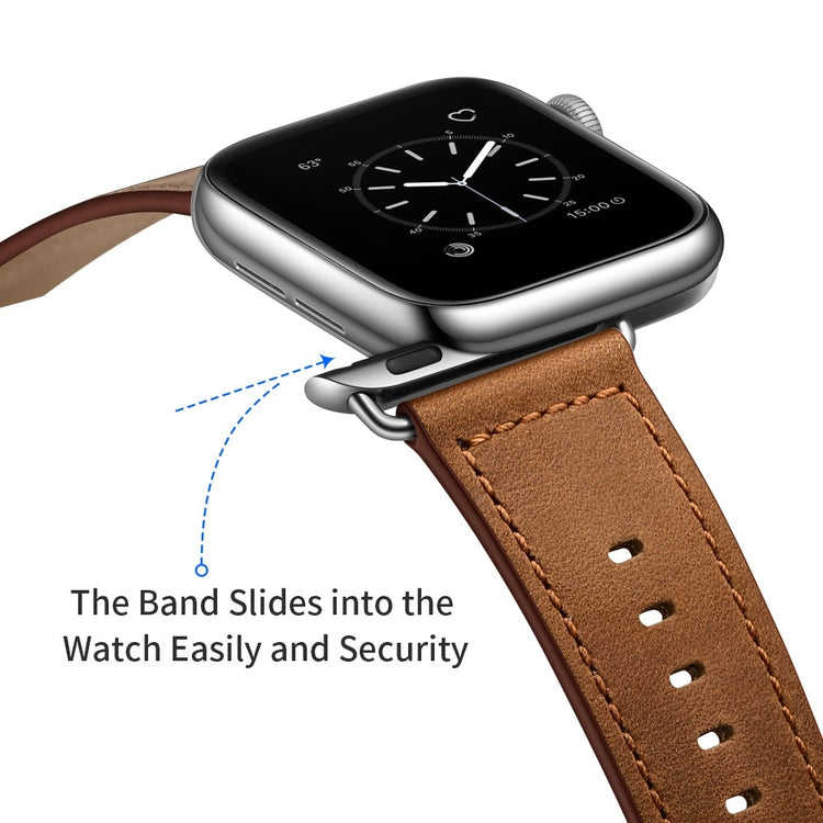 Fortrinligt Apple Watch Series 7 41mm Ægte læder Urrem - Brun#serie_2