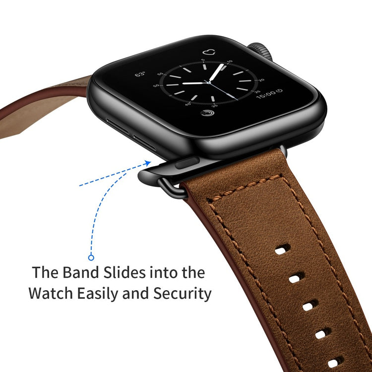 Fortrinligt Apple Watch Series 7 41mm Ægte læder Urrem - Brun#serie_4