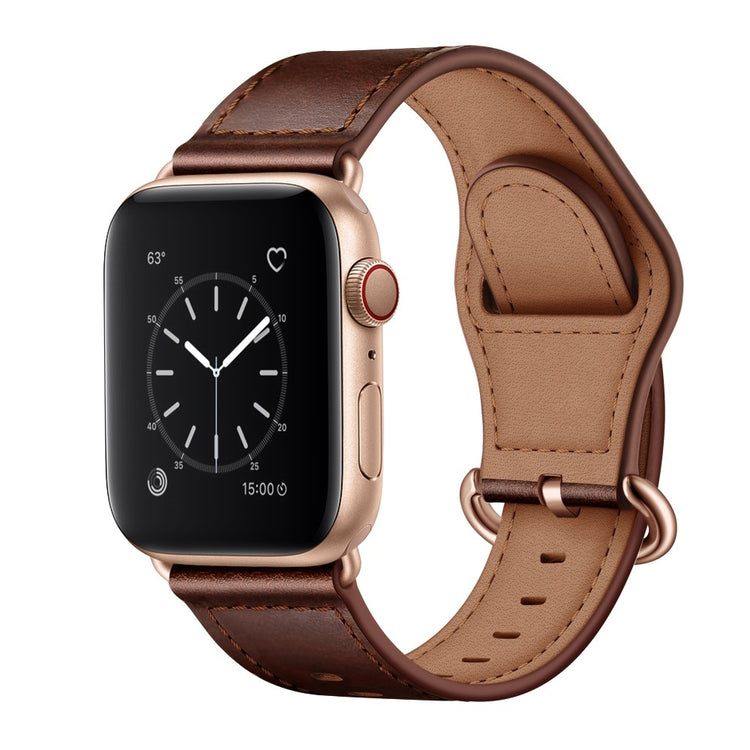 Fortrinligt Apple Watch Series 7 41mm Ægte læder Urrem - Brun#serie_5