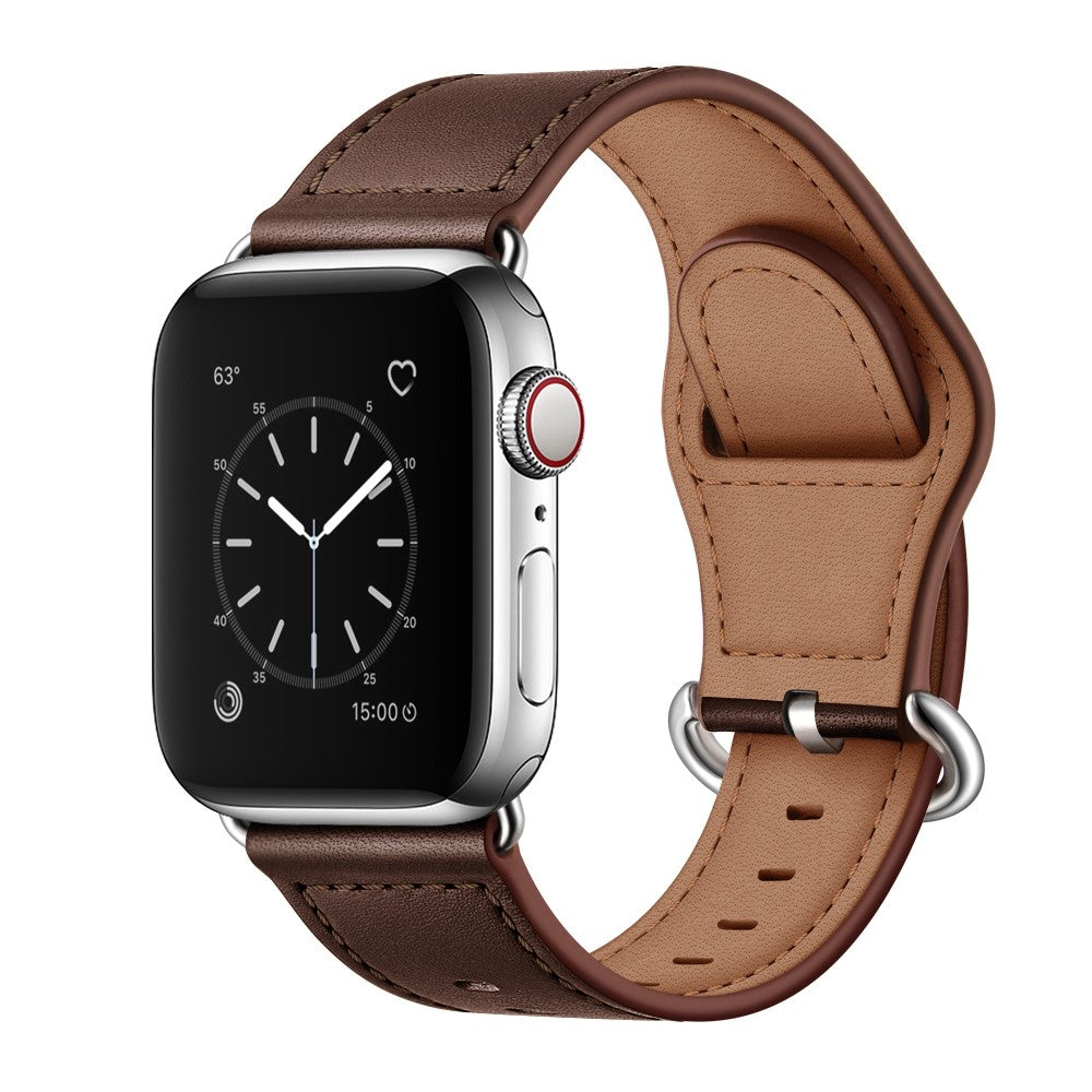 Fortrinligt Apple Watch Series 7 41mm Ægte læder Urrem - Brun#serie_6