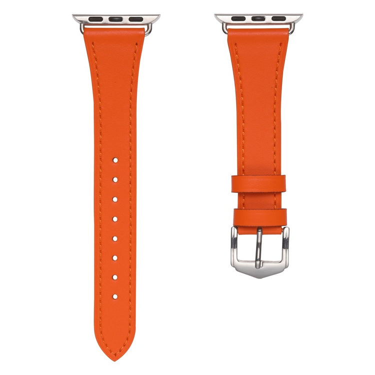 Meget komfortabel Universal Apple Ægte læder Urrem - Orange#serie_7