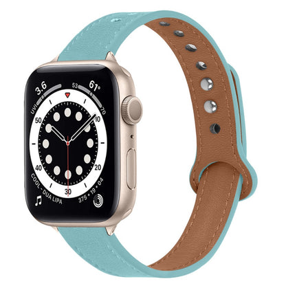 Meget fint Universal Apple Ægte læder Urrem - Blå#serie_10