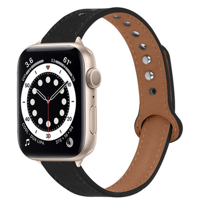 Meget fint Universal Apple Ægte læder Urrem - Sort#serie_2