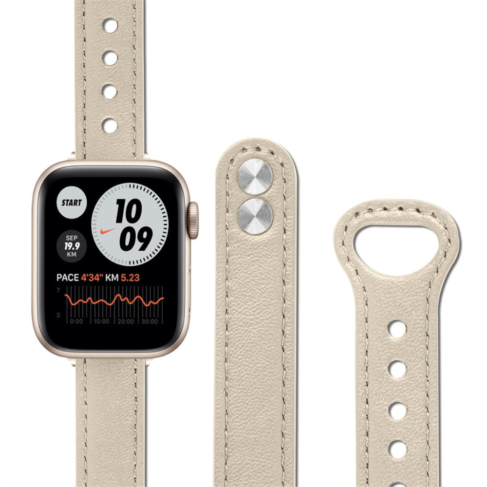 Meget fint Universal Apple Ægte læder Urrem - Hvid#serie_7