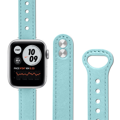 Smuk Universal Apple Ægte læder Urrem - Blå#serie_10