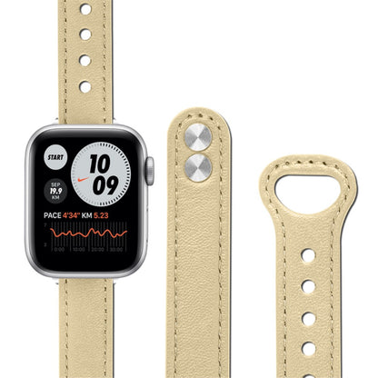 Smuk Universal Apple Ægte læder Urrem - Beige#serie_5