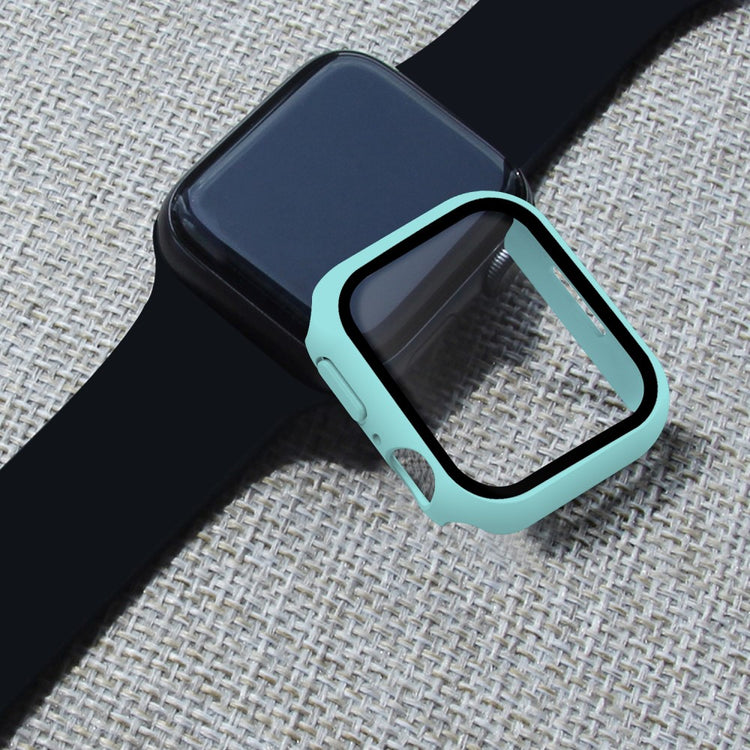 Vildt Godt Apple Watch Series 7 45mm Cover med Skærmbeskytter i Plastik og Hærdet Glas - Blå#serie_14