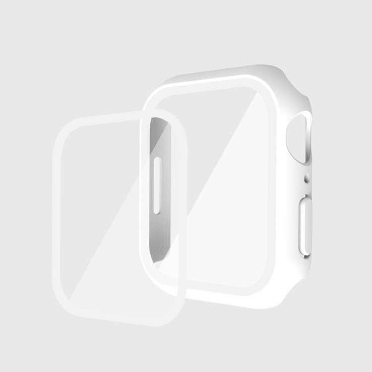 Vildt Godt Apple Watch Series 7 45mm Cover med Skærmbeskytter i Plastik og Hærdet Glas - Hvid#serie_3