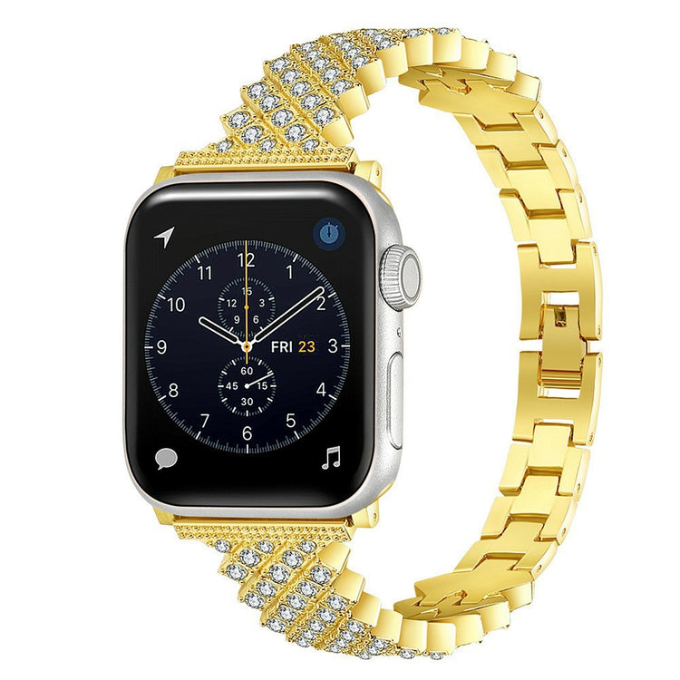 Meget fint Apple Watch Series 7 45mm Metal og Rhinsten Rem - Guld#serie_2