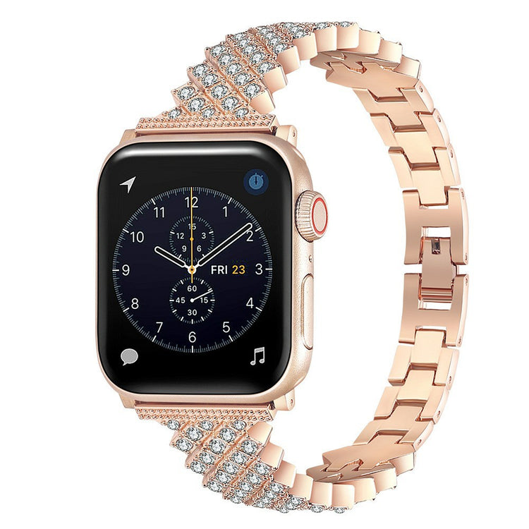 Meget fint Apple Watch Series 7 45mm Metal og Rhinsten Rem - Pink#serie_3