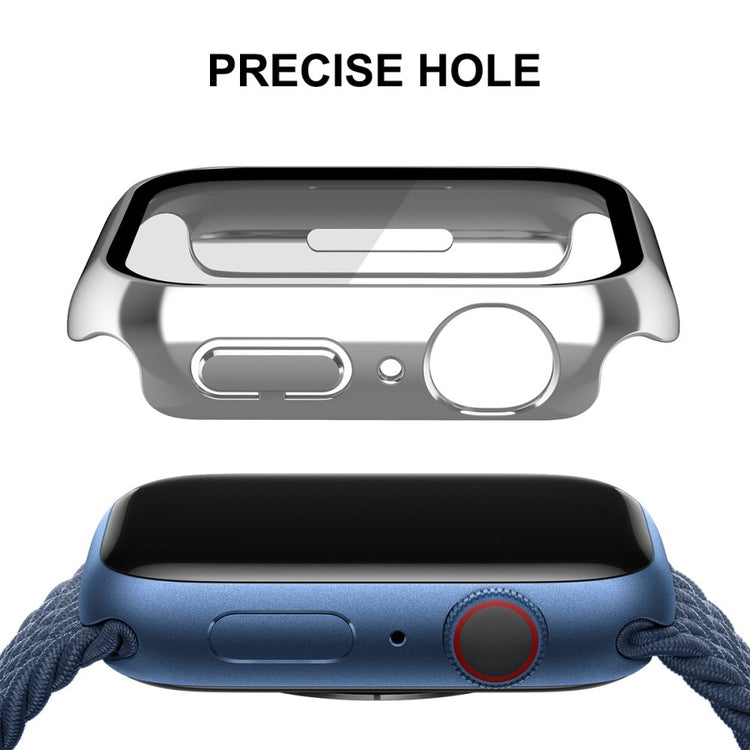 Rigtigt Fed Apple Watch Series 7 41mm Cover med Skærmbeskytter i Plastik og Hærdet Glas - Sølv#serie_2