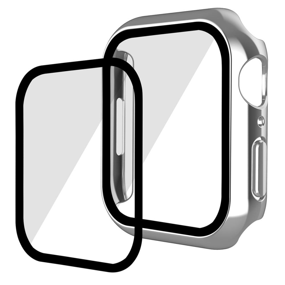 Rigtigt Fed Apple Watch Series 7 41mm Cover med Skærmbeskytter i Plastik og Hærdet Glas - Sølv#serie_2