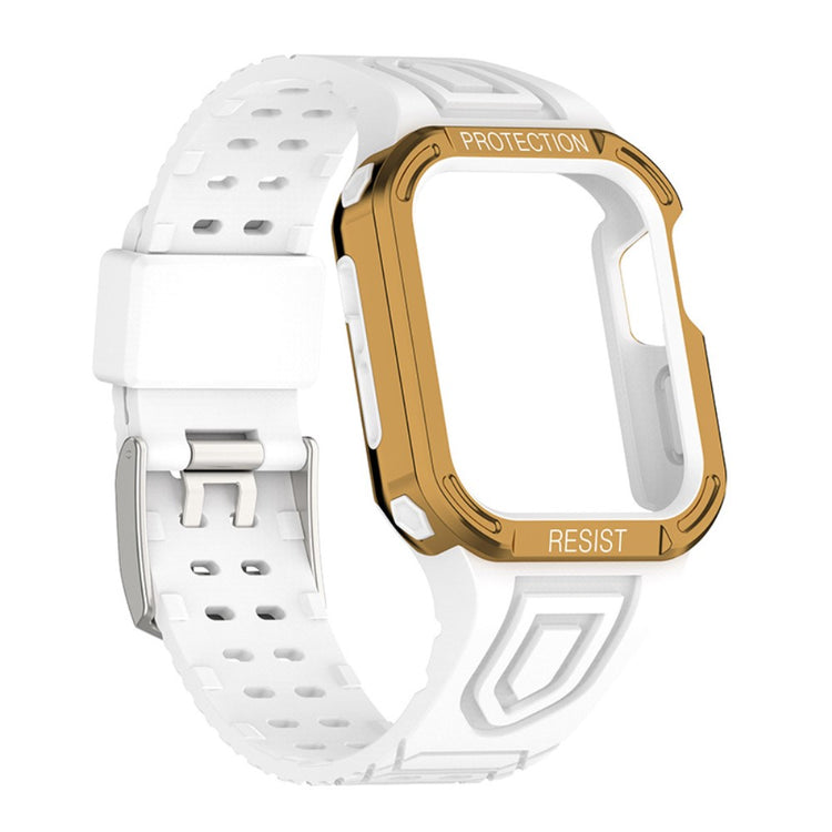 Meget hårdfør Apple Watch Series 7 45mm Silikone Rem - Guld#serie_2