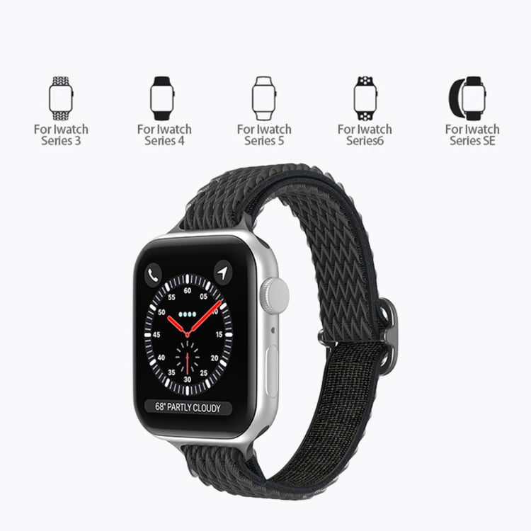 Rigtigt skøn Apple Watch Series 7 45mm Stof Urrem - Sort#serie_1