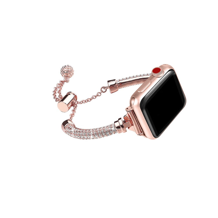 Godt Apple Watch Series 7 45mm Metal og  Rhinsten Urrem - Pink#serie_2