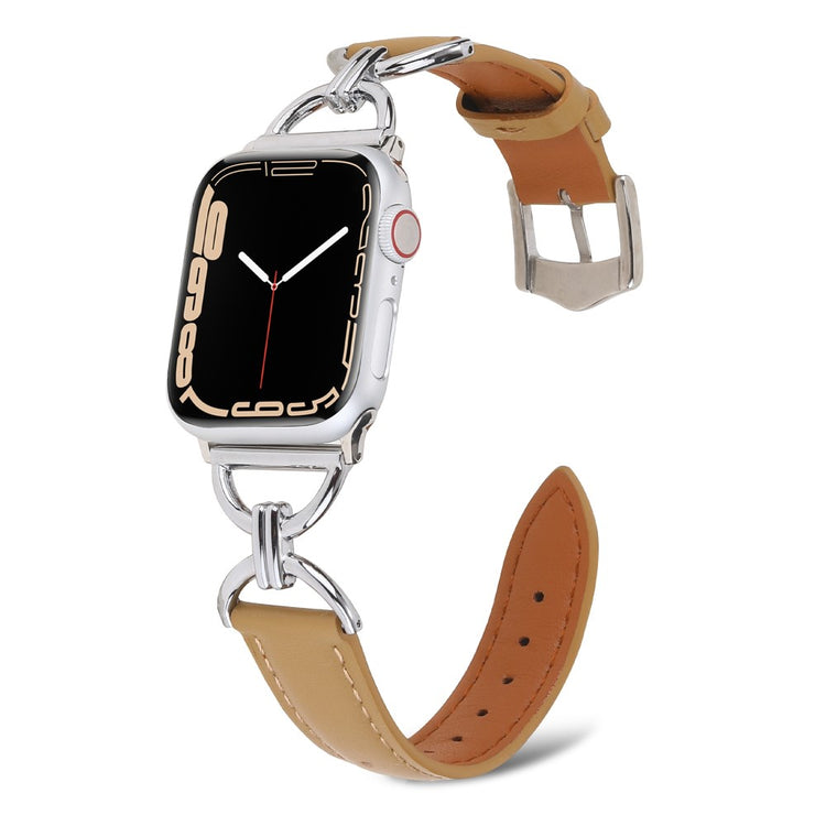 Vildt fint Apple Watch Series 7 45mm Ægte læder Urrem - Brun#serie_4