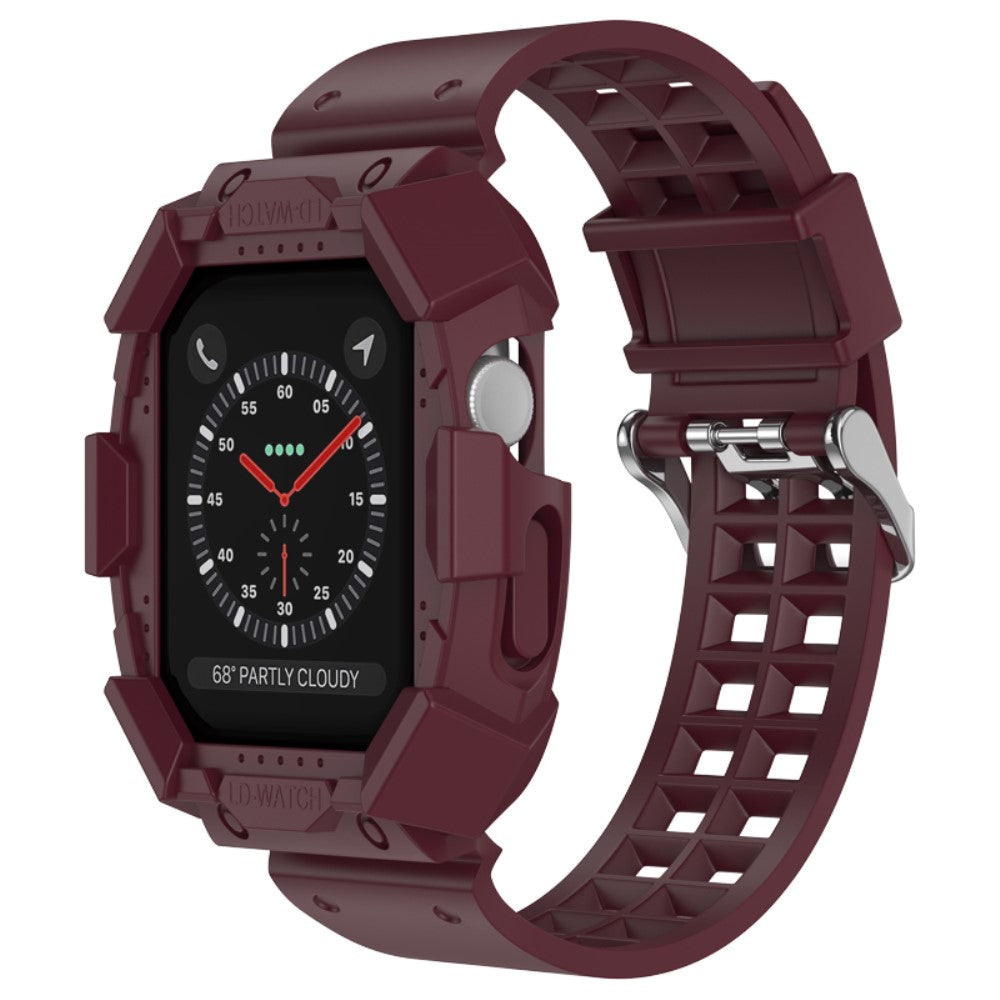 Super nydelig Apple Watch Series 7 45mm Silikone Urrem - Rød#serie_2