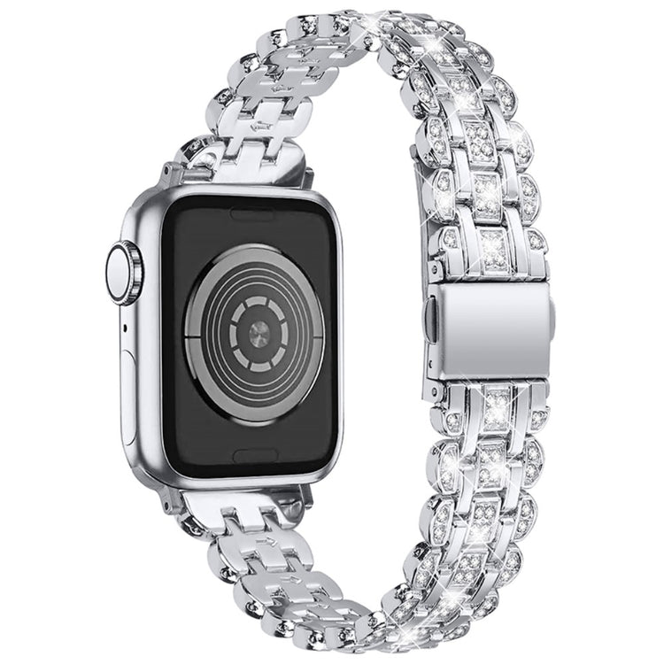 Mega fed Apple Watch Series 7 41mm Metal og  Rhinsten Urrem - Sølv#serie_5