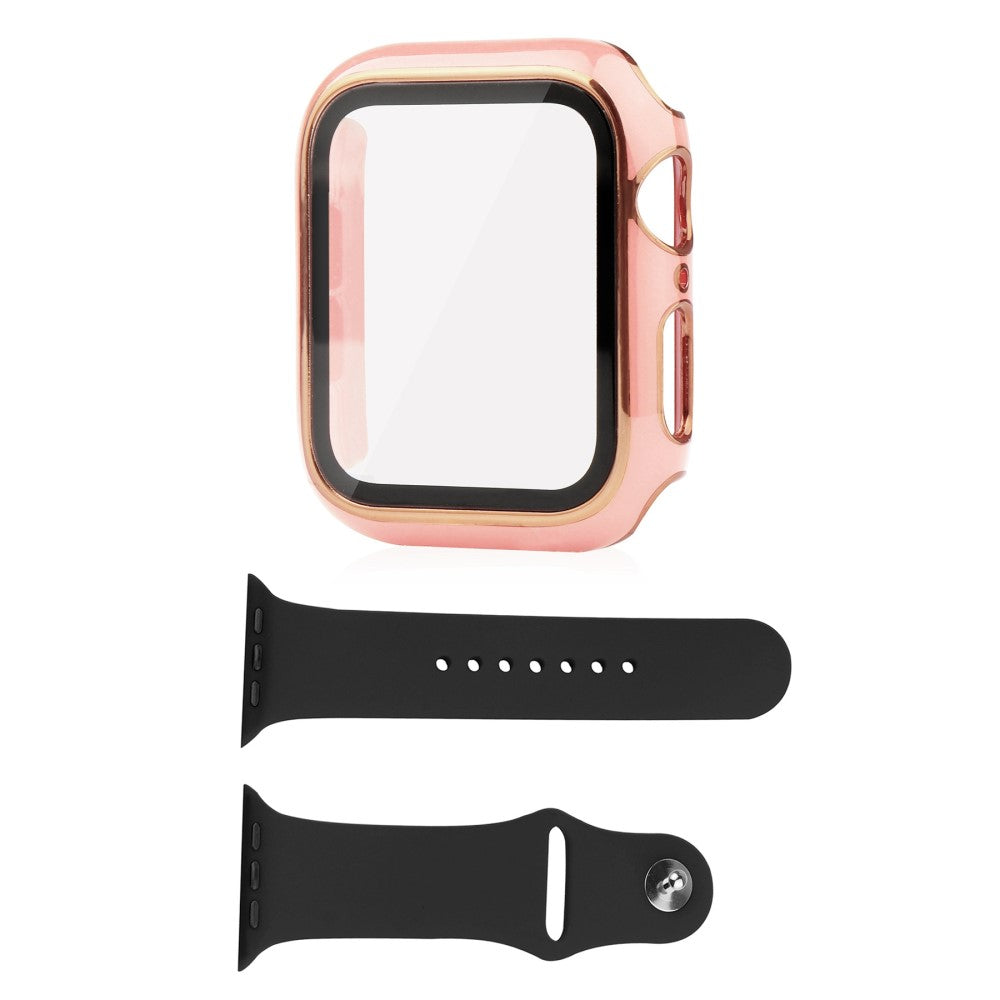 Apple Watch Series 8 (41mm) / Apple Watch Series 7 41mm Plastik Cover med Cover og Hærdet Glas - Pink#serie_5