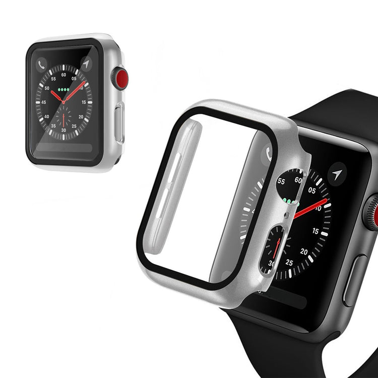 Alle Tiders Apple Watch Series 1-3 42mm Cover med Skærmbeskytter i Hærdet Glas - Sølv#serie_2