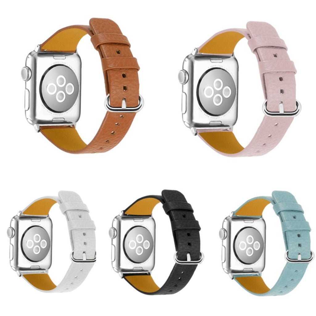 Rigtigt flot Apple Watch Series 1-3 42mm Ægte læder Rem - Sort#serie_1