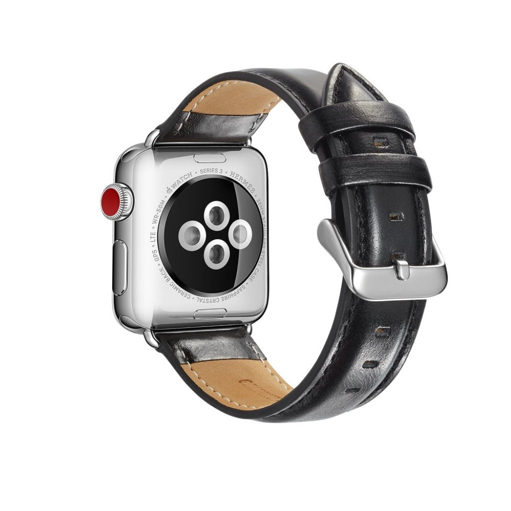 Rigtigt fed Apple Watch Series 4 40mm Ægte læder Rem - Sort#serie_5