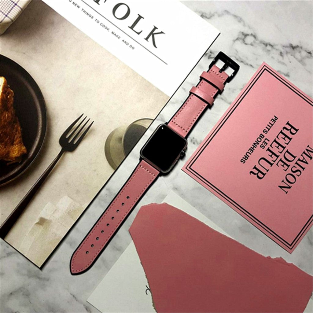 Helt vildt fed Apple Watch Series 4 44mm Ægte læder Rem - Pink#serie_2
