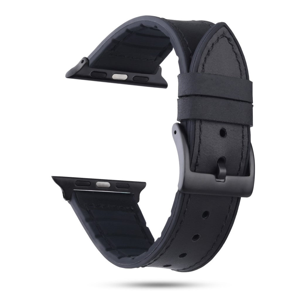 Helt vildt fed Apple Watch Series 4 44mm Ægte læder Rem - Sort#serie_4
