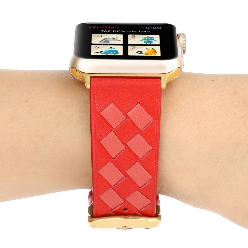 Vildt fantastisk Apple Watch Series 4 44mm Ægte læder Rem - Rød#serie_6