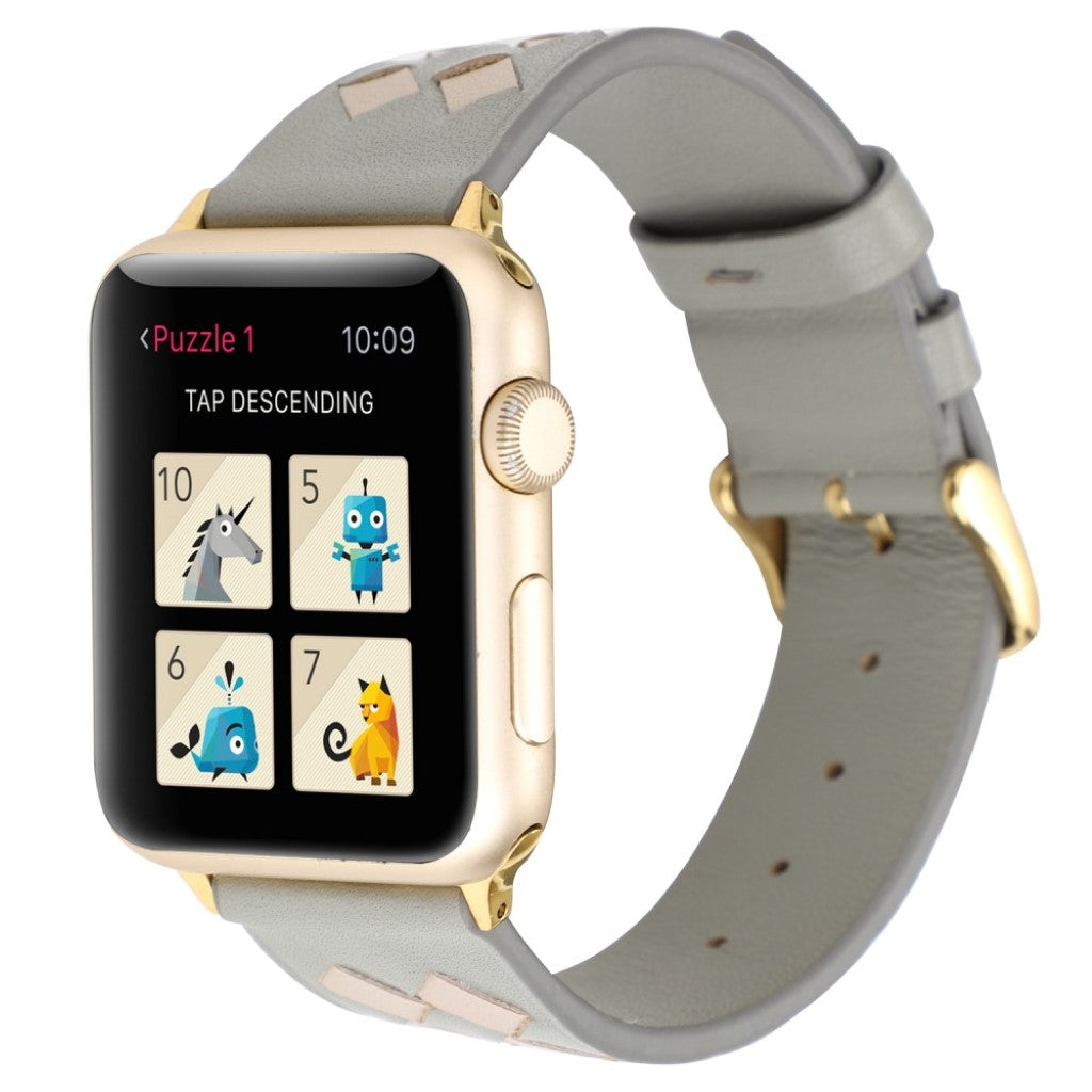 Vildt fantastisk Apple Watch Series 4 44mm Ægte læder Rem - Sølv#serie_7