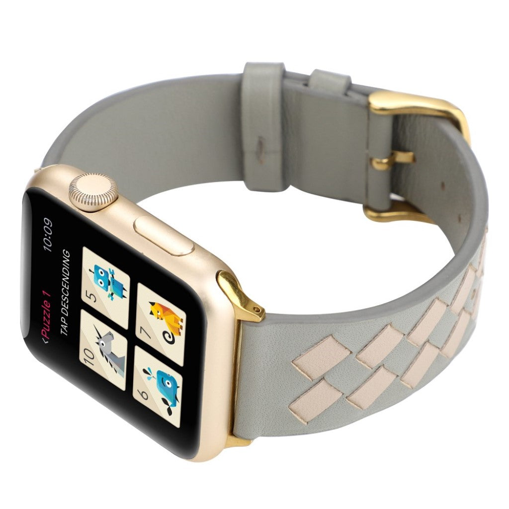 Vildt fantastisk Apple Watch Series 4 44mm Ægte læder Rem - Sølv#serie_7