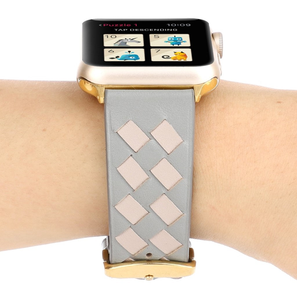 Vildt fantastisk Apple Watch Series 4 44mm Ægte læder Rem - Sølv#serie_7
