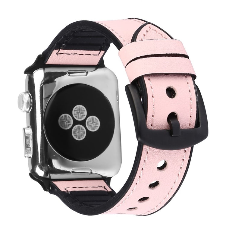 Cool Apple Watch Series 5 40mm Ægte læder og Silikone Rem - Pink#serie_4