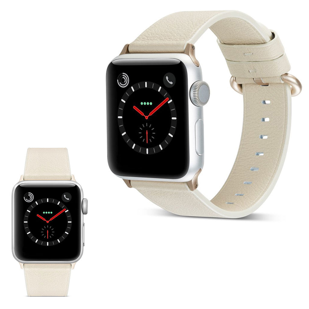 Helt vildt pænt Apple Watch Series 5 40mm Ægte læder Rem - Hvid#serie_2