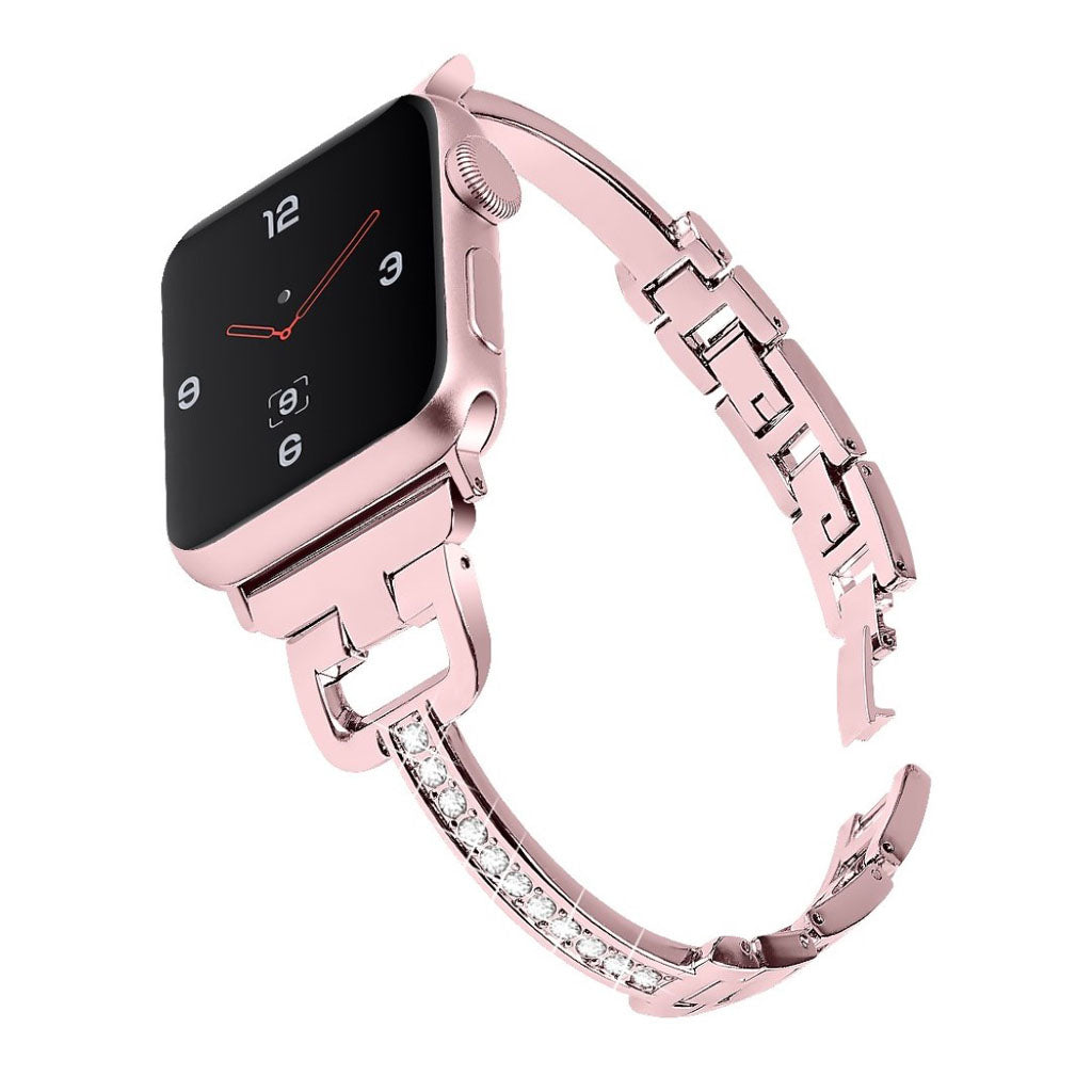  Apple Watch Series 5 44mm / Apple Watch 44mm Metal og Rhinsten Rem - Pink#serie_4